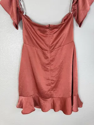 Superdown x Revolve Tammie Off The Shoulder Mini Dress in Rust Satin Large $68 thumbnail 11