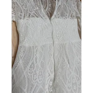 NWT Lulus Gorgeous Attraction White Lace Structured Long Sleeve Mini Dress Sz M thumbnail 7