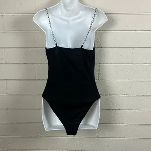 Princess Polly Mia black bodysuit with chain straps size 6 thumbnail 2