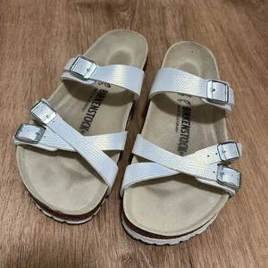 BIRKENSTOCK | Franca Iridescent  White Snake Python‎ Embossed Sandals, EU 37 thumbnail 2