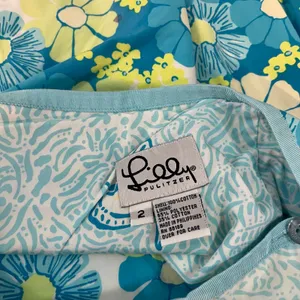 Vintage Lilly Pulitzer Reversible Floral Fish A-Line Mini‎ Skirt Blue Green 2 thumbnail 7