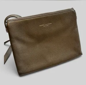 Marc Jacobs Leather square double compartment crossbody tan minimalist thumbnail 1
