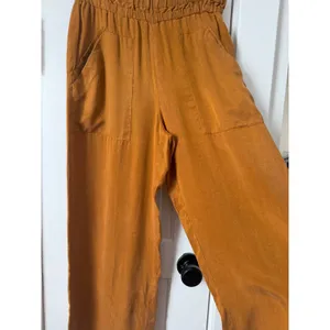 ZARA Tobacco Brown Wide Leg Paperbag Waist Cropped Pants High Rise Patch S thumbnail 6