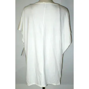 NWT $130 New Natori Zen Top M Womens Warm White Short Sleeves Soft Rayon Medalli thumbnail 4