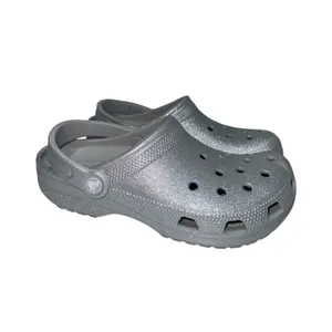 Crocs Classic Silver Glitter Clogs Slip On Rubber thumbnail 2