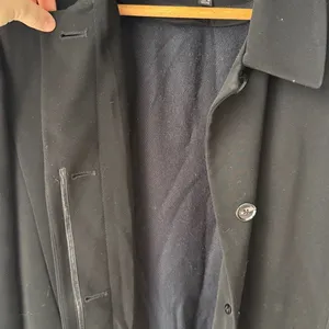 Gallery Vintage Long Black Fleece Lined Y2K Trench Overcoat thumbnail 8