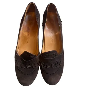 Vintage Chie Mihara Brown Leather Suede Mary Jane Heel Ruffle Trim Size EU 38‎ thumbnail 3