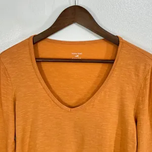 Horny Toad Marley V-Neck Long Sleeve Tee Medium Organic Cotton Tencel Orange Y2K thumbnail 7