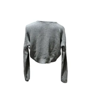 LA Hearts Women's Gray Cropped Henley Sweater Size S Casual Fall thumbnail 6