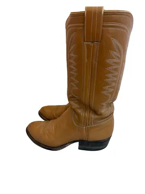M.L. Leddy & Sons Tan Leather Handmade Western Cowboy Boots Rodeo Size 7 Women's thumbnail 5