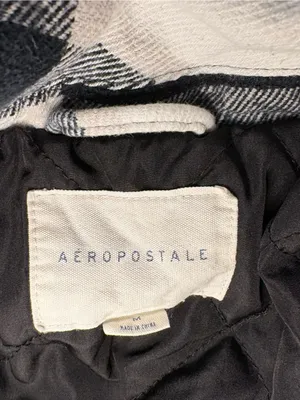Aeropostale Black & White Buffalo Plaid Quilted Shacket Size Medium thumbnail 2