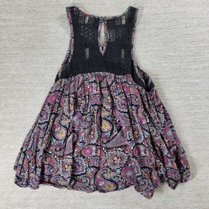 Hollister Babydoll Tank Dress XS Black Paisley Lace Sequin Beaded Swing Boho thumbnail 4