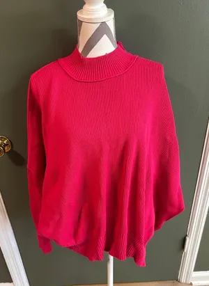 Zenana Women’s Magenta Ribbed Mock Neck Sweater thumbnail 1