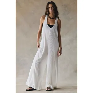 Free People Bohemian Zena One Piece Wide Leg Jumpsuit Clean Ivory Medium NWT thumbnail 6