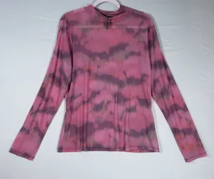 By Anthropologie Size-XL Women Tie-Dye Mesh Turtleneck‎ Top Pink Purple thumbnail 1