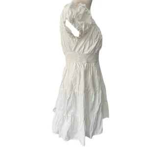 Altar'd State White Smocked Sweetheart Mini Dress L Little White Dress Bridal thumbnail 3