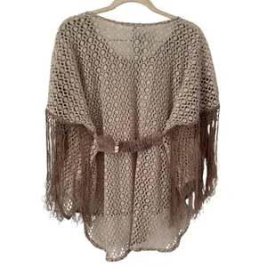Free People New Romantics Open Crochet Fringe Top Size Small thumbnail 2