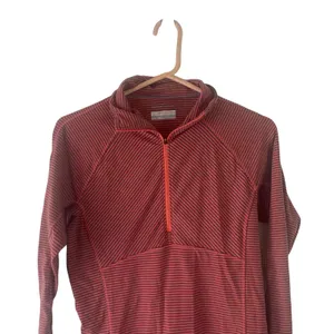 Columbia Women's Size Medium Pink Grey Striped‎ Half Zip Sweater thumbnail 2