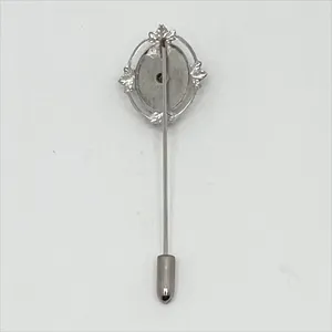 Vintage 1960s Silver Tone Floral Hand Painted Ceramic Plate Stick Pin Brooch thumbnail 3