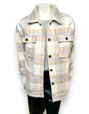 BTFBM Long Sleeve Button Down Plaid Flannel Shaket Size Medium Multiple thumbnail 10