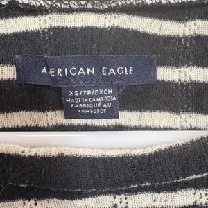 American Eagle Soft and Sexy Black White Striped Long Sleeve Shirt Size XS thumbnail 4