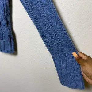 J. Crew Women Wool‎ Angora Cashmere Sweater Blue Cable Knit Turtleneck Fisherman thumbnail 2