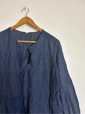 Old Navy Women's Navy Blue Tiered Long-Sleeve Balloon Sleeve Casual Dress thumbnail 4