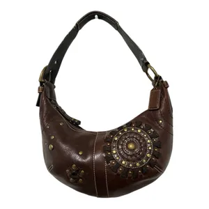 Vintage Coach Mia Soho Brown Leather Studded Starburst Hobo Bag 10062 W/ Hangtag thumbnail 2