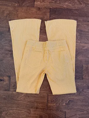 Newbury Kustom NWOT The Hayes High Waist Striped Flare in Mustard thumbnail 6