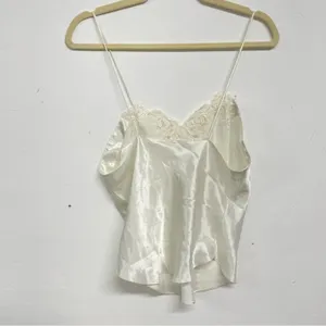 Victoria's Secret Vintage White Lace Camisole Womens M Satin Tank Top Cottage Core thumbnail 4