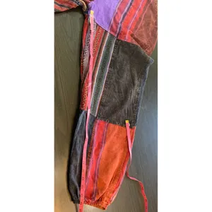 Rising International Nepal Patchwork Overalls Jumpsuit Boho Hippie XL‎ Colorful thumbnail 10