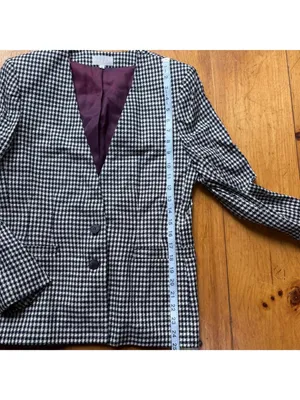 Chic John Meyer Vintage Houndstooth Blazer Black White Preppy Career Jacket thumbnail 6