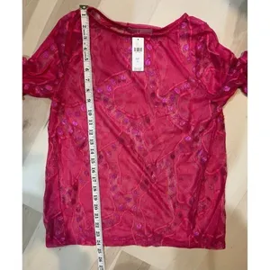 Anthropologie Eva Franco NWT Women Small Pink Sheer Blouse Coquette Chic thumbnail 8