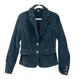 Free People Womens Byron Corduroy Dark Academia Grunge Blazer Jacket Black Small thumbnail 2
