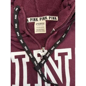Victoria's Secret PINK Full Zip Hoodie Maroon Burgundy Snap Side Logo Small thumbnail 5