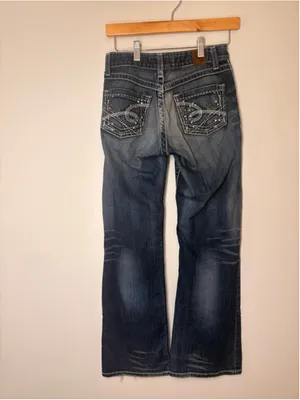 BKE Kate Jeans Womens 27 Bootcut Medium Wash Studded Stretch Denim Embellished thumbnail 2