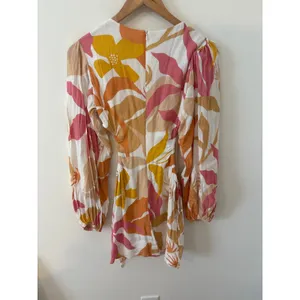 Sabo Skirt Original Floral Print Mini Dress Long‎ Sleeve Ruched Waist XS thumbnail 4