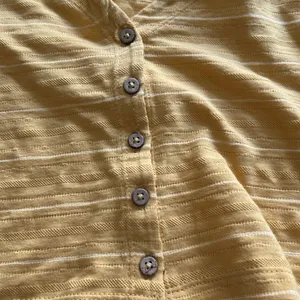 Roxy Uncomplicated Mind Button Front Stripe Tee Ochre Beachy Yarn, Small, NWT thumbnail 7
