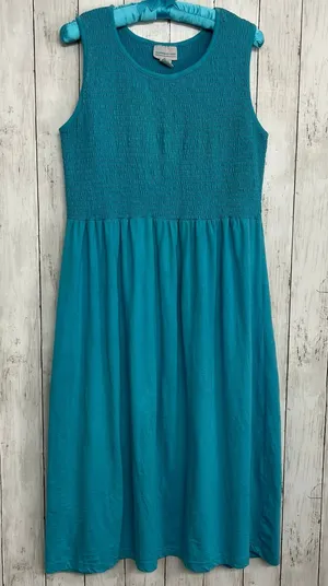 Company One Blue Chore Dress L Distressed Stained Garden Work Artist Smock thumbnail 1