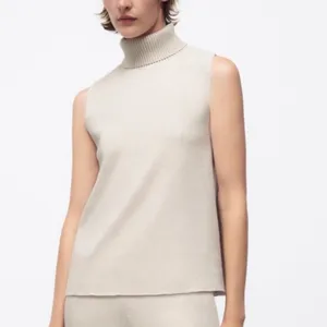 Zara Women's Beige Sleeveless Turtleneck Sweater Size S thumbnail 8