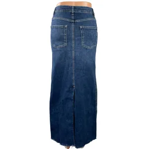 Zara Women's Blue Medium Wash High Waist Slit Straight Denim Jean Skirt Size XS thumbnail 3