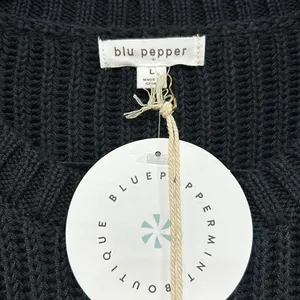 Blu Pepper sheer balloon sleeve Swiss‎ dot black sweater size L BIN E NEW thumbnail 3