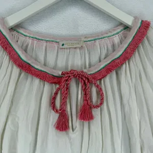 Ramy Brook Ivory Embroidered Tassel Tie‎ Neck Bell Sleeve Boho Blouse Medium thumbnail 7