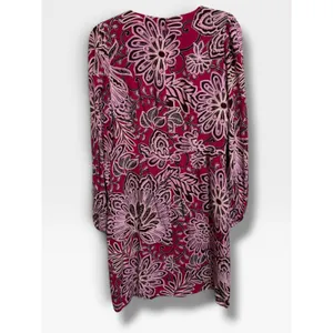 LOFT Petites Magenta Floral Paisley Ruffle Mini Dress 2P NWT Long Sleeve thumbnail 6