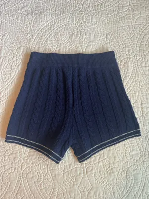 Victoria's Secret PINK navy blue cable knit shorts with white stitching thumbnail 3