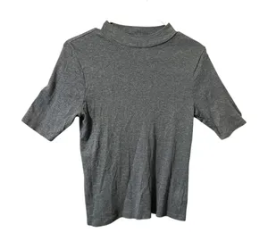 Gap Mock Neck Top Womens Medium Gray Excellent Short Sleeve Knit Shirt thumbnail 1