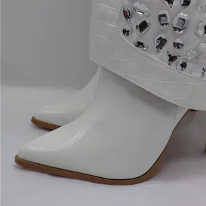 Lauren Lorraine Hana Rhinestone Cowboy Boots White Western Glam Size 10 Cowgirl thumbnail 3