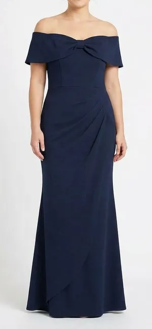 Xscape - Bow Off the Shoulder Scuba‎ Knit Cocktail Dress thumbnail 1