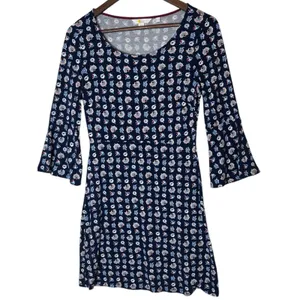 Boden Dress Womens Floral Leaf Print Flare Sleeve Stretch Knee Length Boho Sz 4 thumbnail 2