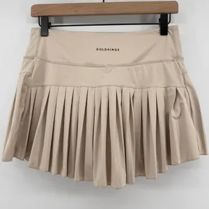 Gold Hinge Pleated Tennis Skirt Skort Beige Women L Preppy Pickleball Activewear thumbnail 5